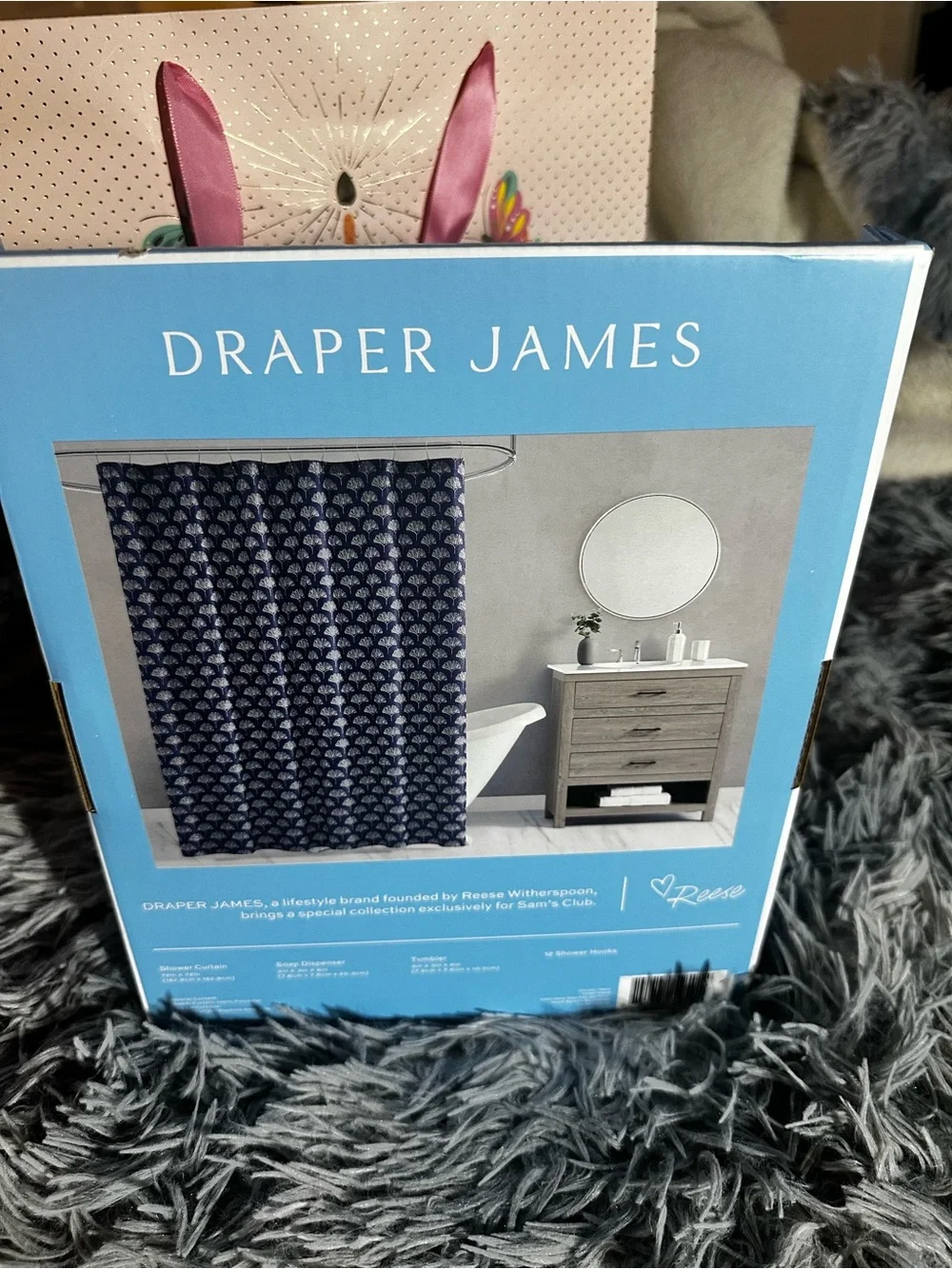 15PCS Draper James Navy & White Ceramic Bath Accessory Set/Floral Shower Towel